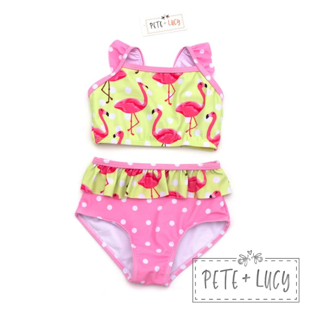 Pete + Lucy 2 Piece Swimsuit Fancy Flamingo Size 2T